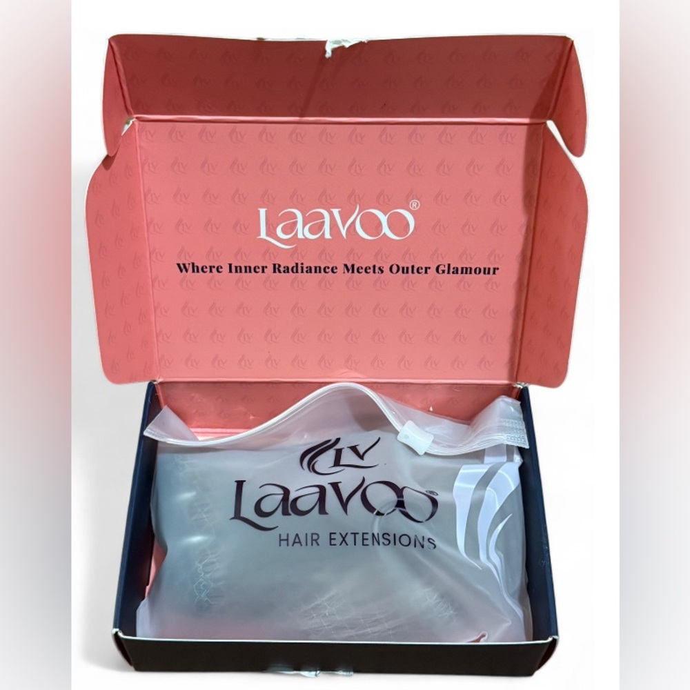 Laavoo Real Human Hair Sew-In Extensions 14” Light Brown Blonde Highlights NEW